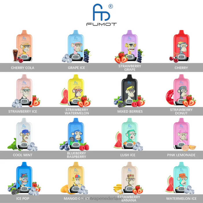Fumot Store - Fumot Digital Box wegwerp vape pod 12000 - 20ml (1 stuk) 2P42150 aardbei-kiwi