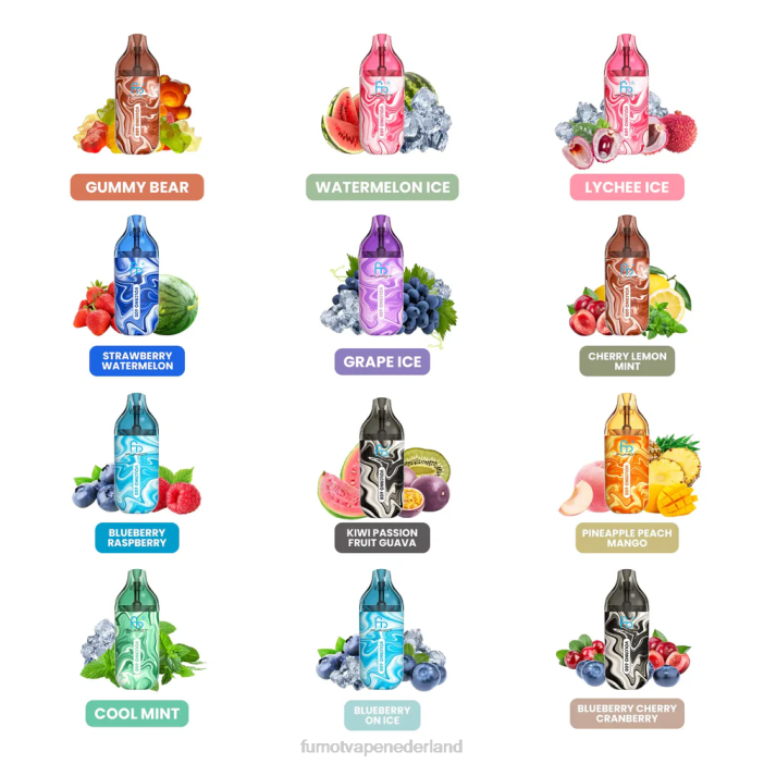 Fumot Vape Flavors - Fumot Volcano 600 tpd-conforme wegwerpvape - 2 ml (set van 3 stuks) 2P42288 drievoudige mango