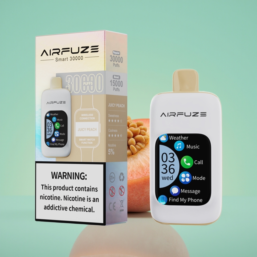 AirFuze Smart 30000 Puffs Disposable Pod Met Touchscreen Type-C Sappige Perzik 5% Nicotine 900mAh
