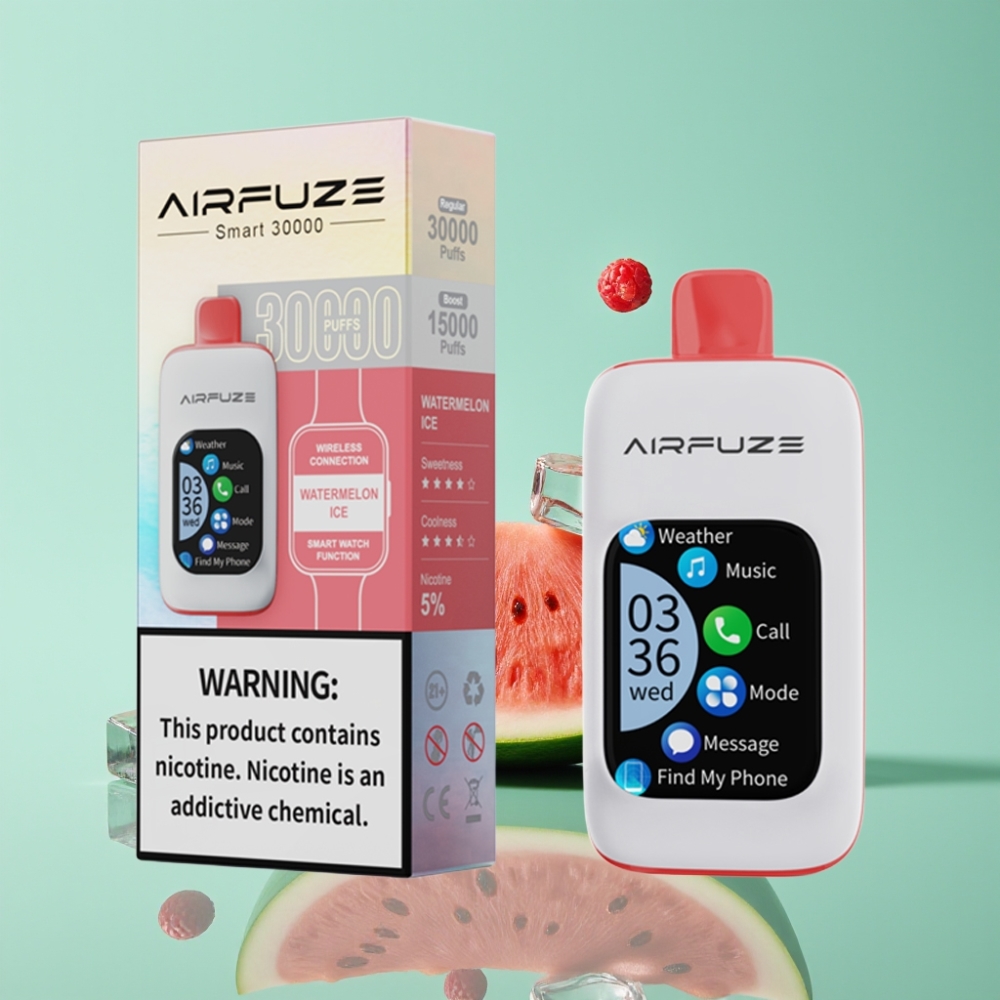 AirFuze Smart 30000 Puffs Disposable Vape Watermelon Ice 5% Nicotine 900mAh Type-C Touch Screen