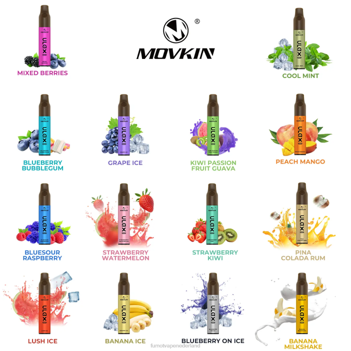 Fumot Vapes - Fumot Movkin Ulax 6800 wegwerpvape, keramische spoel - 8 ml (1 stuk) 2P42323 kiwi-passievrucht-guave