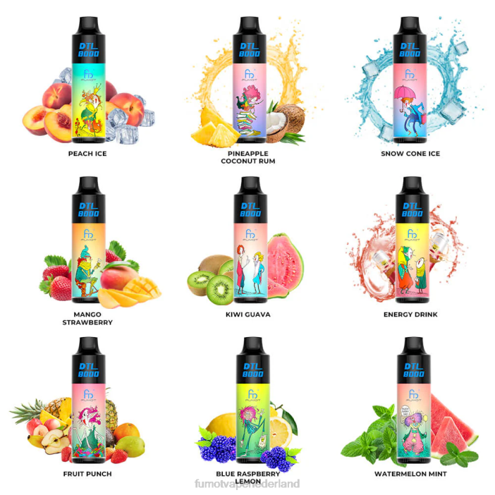 Fumot Netherlands - Fumot DTL 8000 wegwerp-vape-pen - 16 ml (1 stuk) 2P42416 bosbessen munt