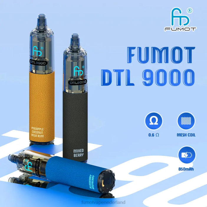 Fumot Netherlands - Fumot DTL wegwerp vape-pen 9000- 18ml (1 stuk) 2P42376 druiven energie