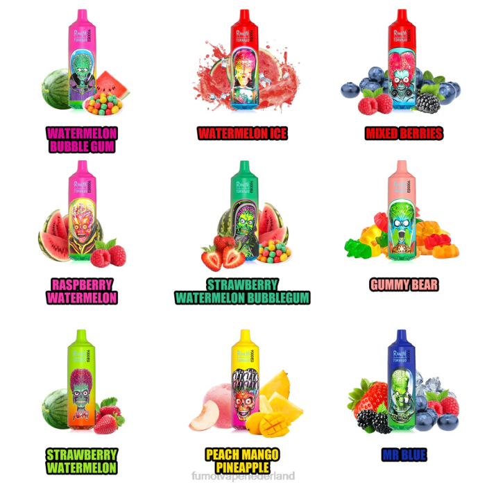 Fumot Netherlands - Fumot Tornado 1 stuk 9000 pro 18 ml wegwerpvape 2P42226 prime aardbei-watermeloen