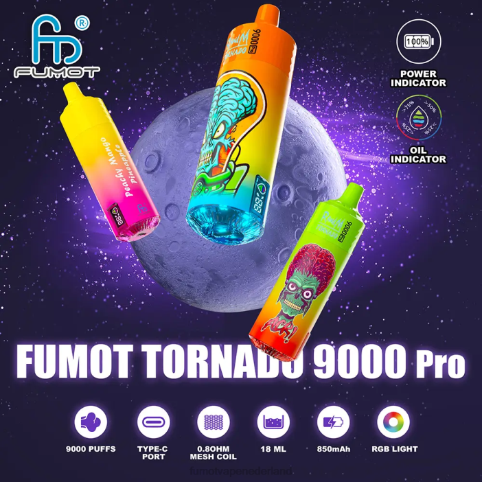 Fumot Netherlands - Fumot Tornado 9000 pro wegwerpvape - 18 ml (1 stuk) 2P42206 bosbessen ijs