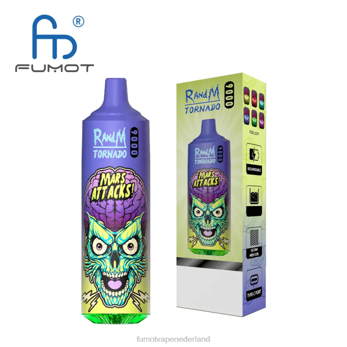 Fumot Vape Flavors - Fumot Tornado 9000 wegwerp-vape-pen - 18 ml (1 stuk) 2P428 perzikkleurige mango-ananas